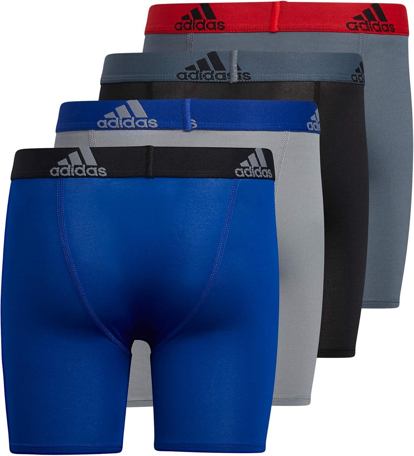 imageadidas boys Youth Microfiber 4pack Long Boxer BriefOnix GreyGreyScarlet Red