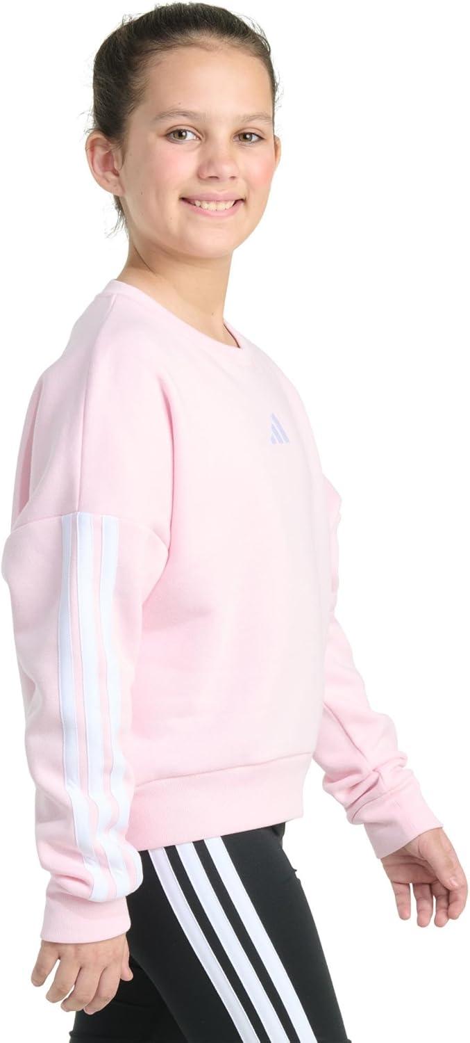 imageadidas girls Fleece 3stripe Crewneck SweatshirtClear Pink