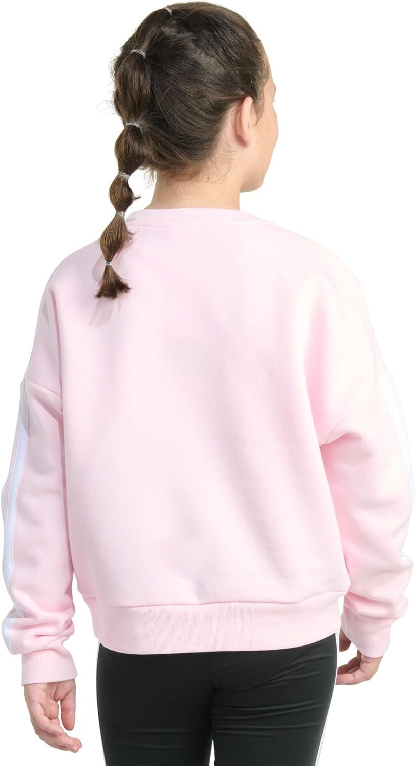 imageadidas girls Fleece 3stripe Crewneck SweatshirtClear Pink