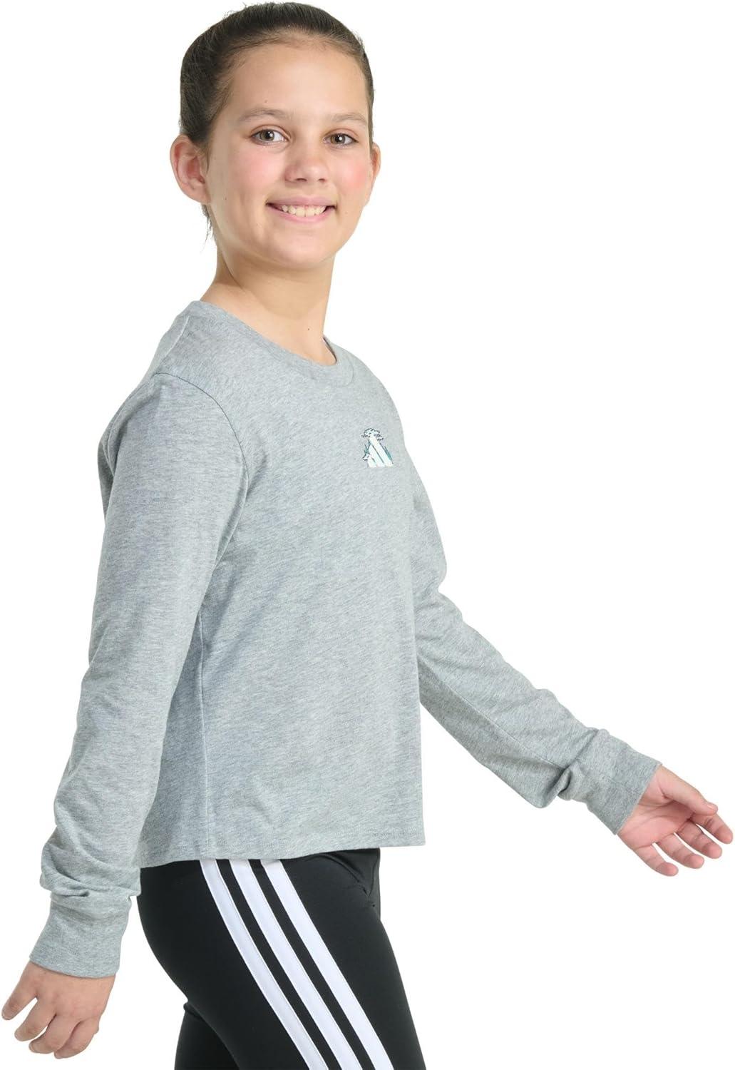 imageadidas girls Long Sleeve Heather TeeMedium Grey Heather