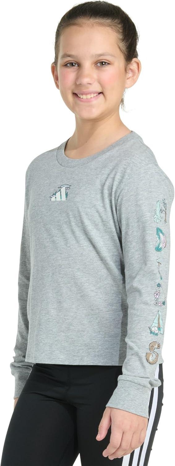 imageadidas girls Long Sleeve Heather TeeMedium Grey Heather