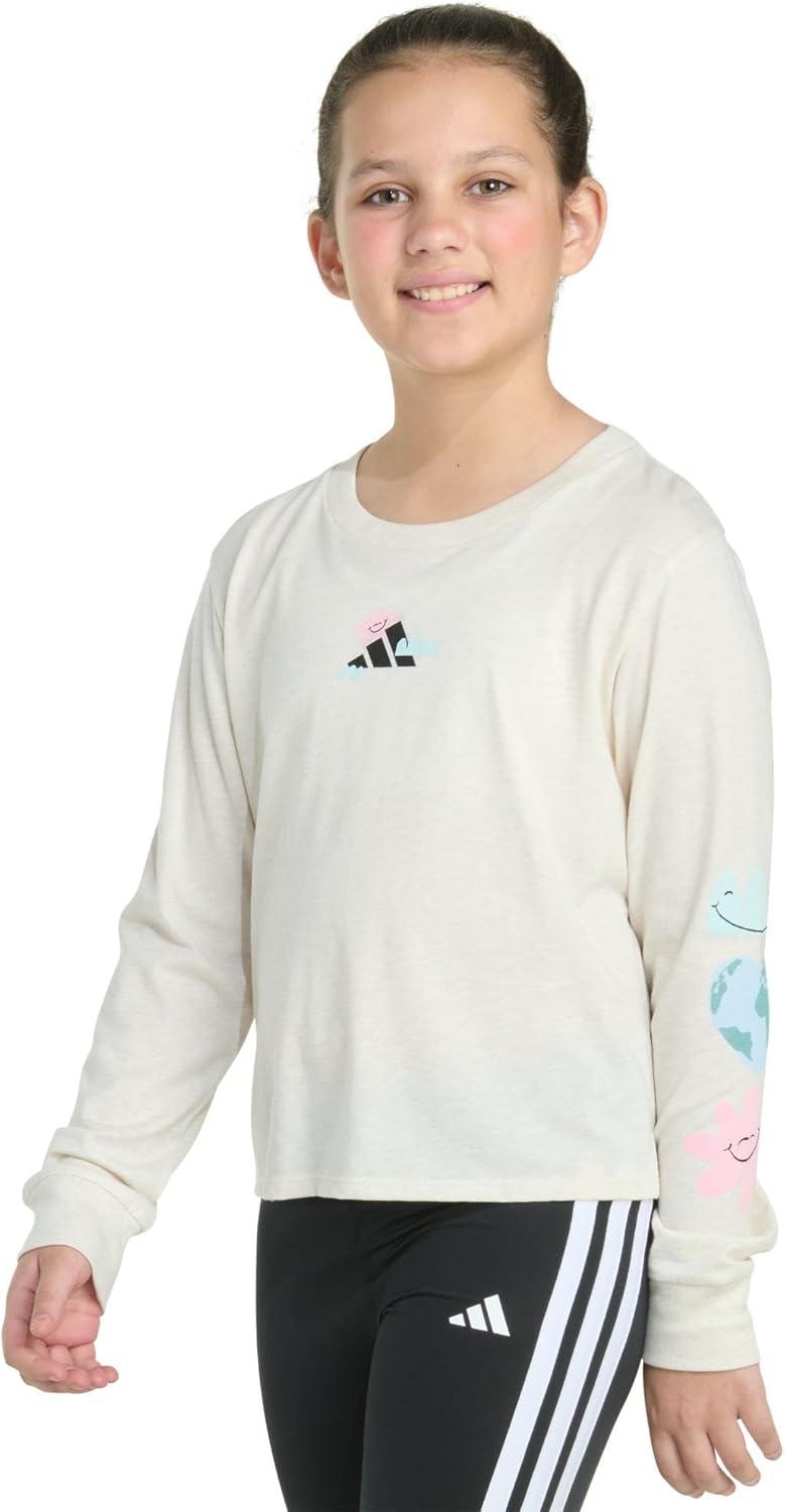 imageadidas girls Long Sleeve Heather TeeOatmeal Heather