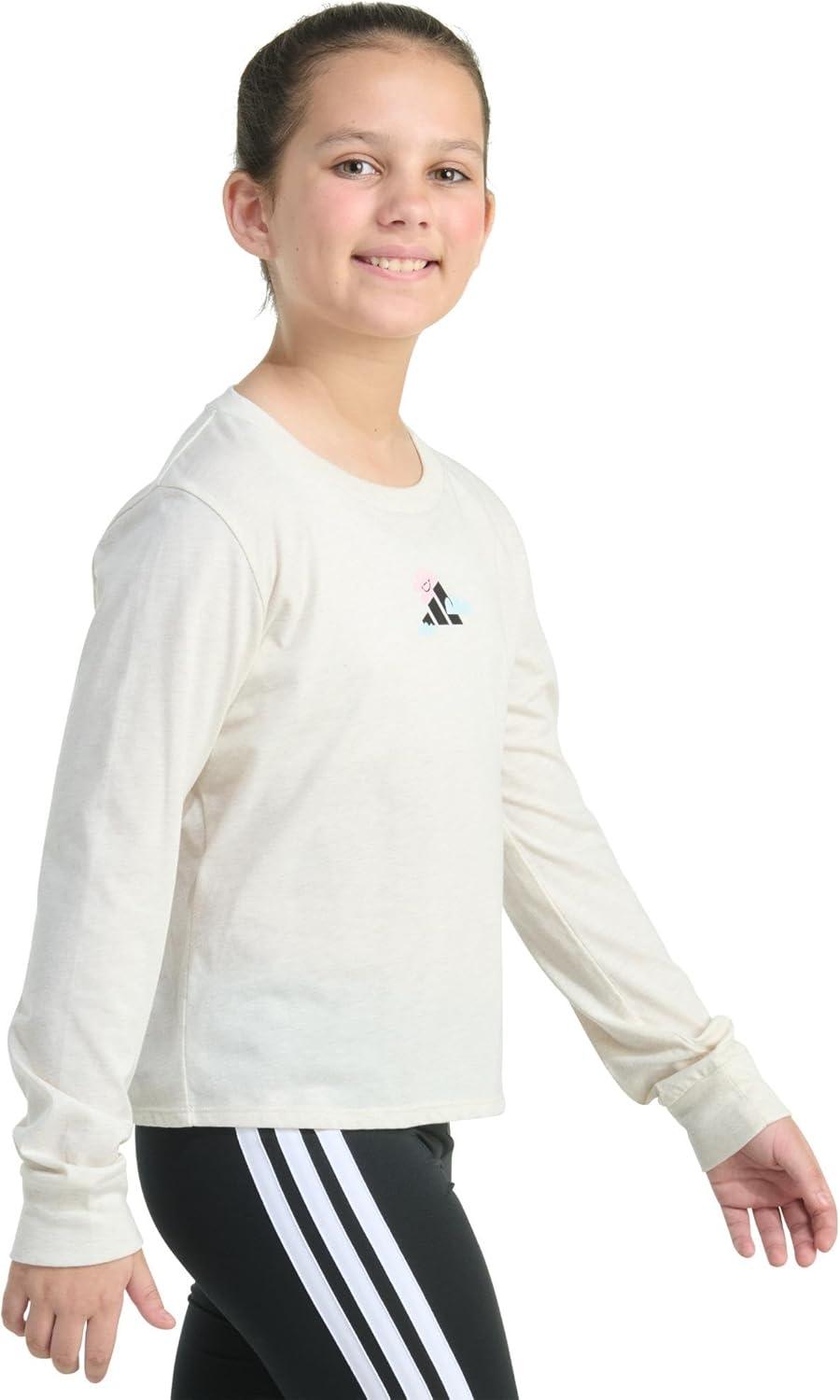 imageadidas girls Long Sleeve Heather TeeOatmeal Heather