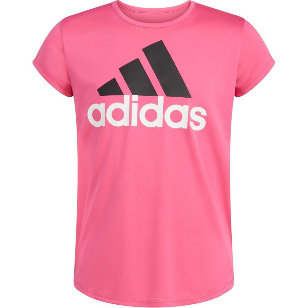 imageAdidas Girls Short Sleeve Cotton Scoop Neck Tee TShirtPulse Magenta