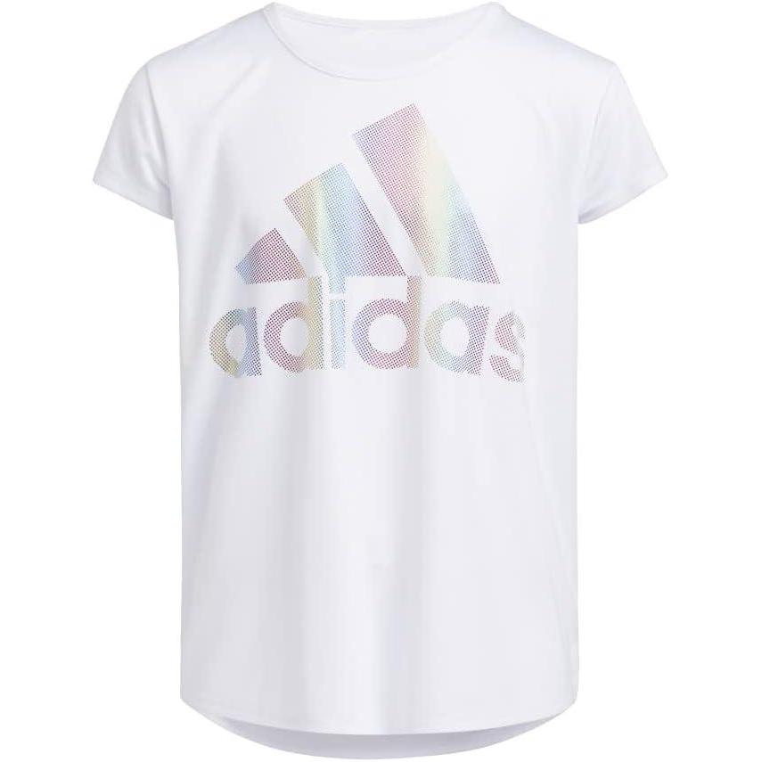 imageAdidas Girls Short Sleeve Cotton Scoop Neck Tee TShirtWhite