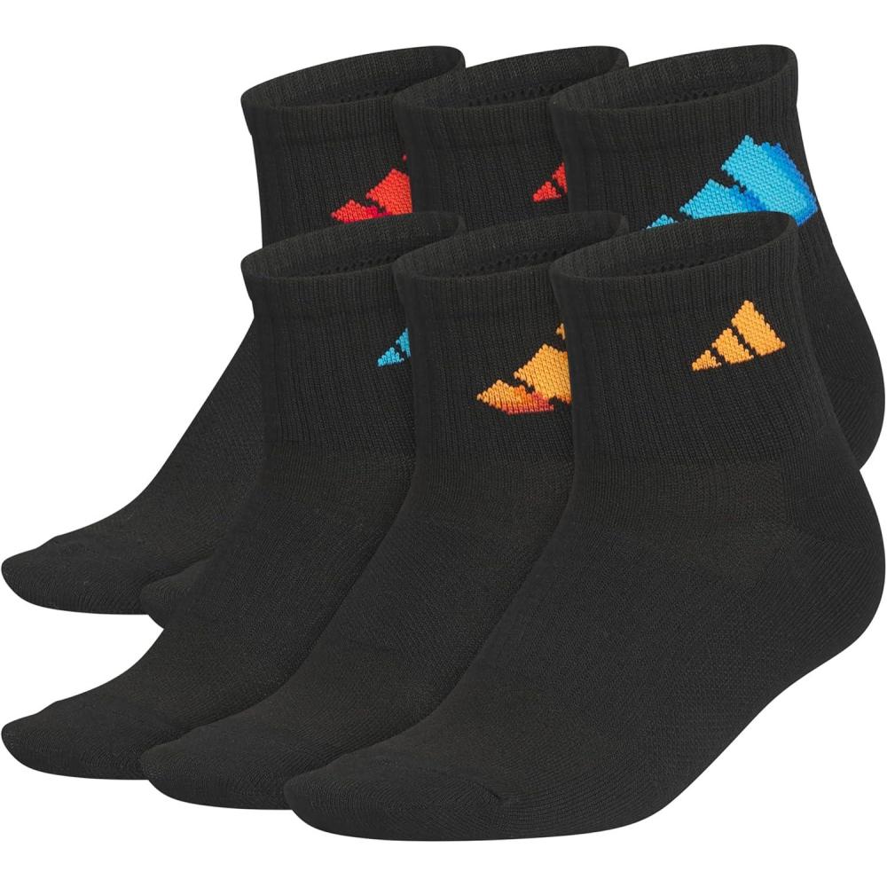 imageadidas Unisex Kids Quarter Ankle Socks for Boys and Girls Youth 6pack Superlite Breathable and Lightweight DiscontinuedBlackPure Ruby RedLucid AquamarineClassic20