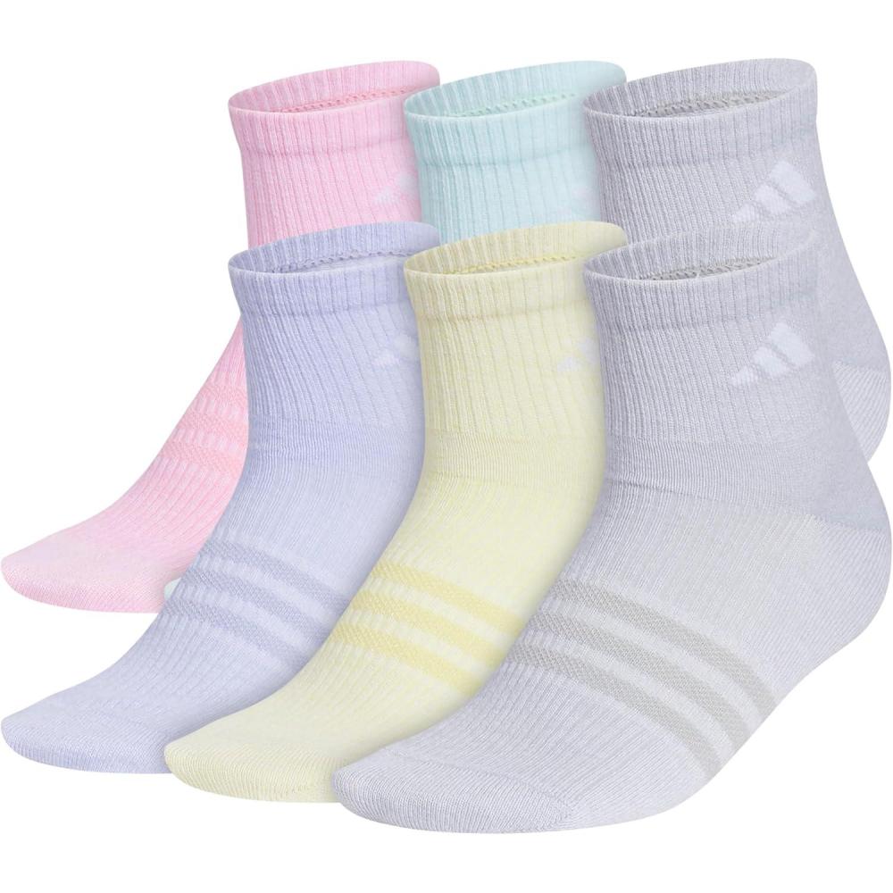 imageadidas Unisex Kids Quarter Ankle Socks for Boys and Girls Youth 6pack Superlite Breathable and Lightweight DiscontinuedTrue PinkSemi Flash Aqua BlueClear Onix GreyGirls