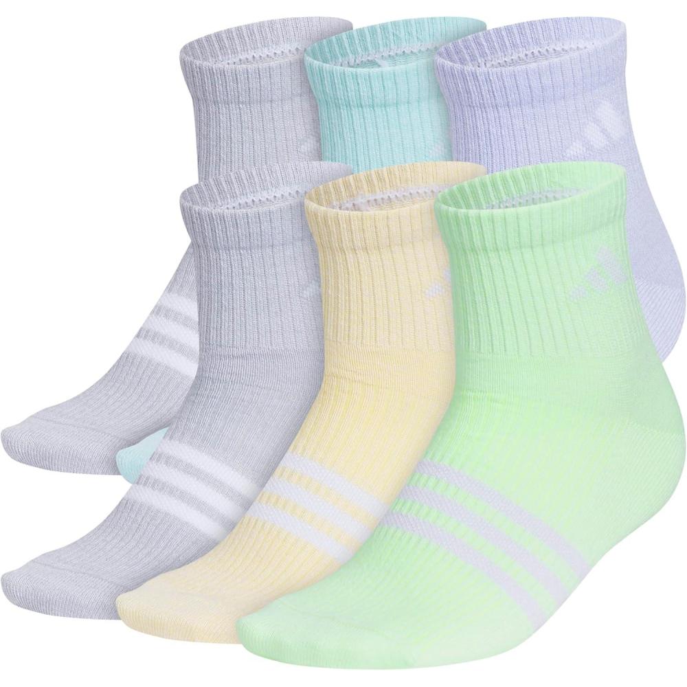 imageadidas Unisex Kids Quarter Ankle Socks for Boys and Girls Youth 6pack Superlite Breathable and Lightweight DiscontinuedViolet Tone PurpleEnergy AquaClear Onix GreyGirls