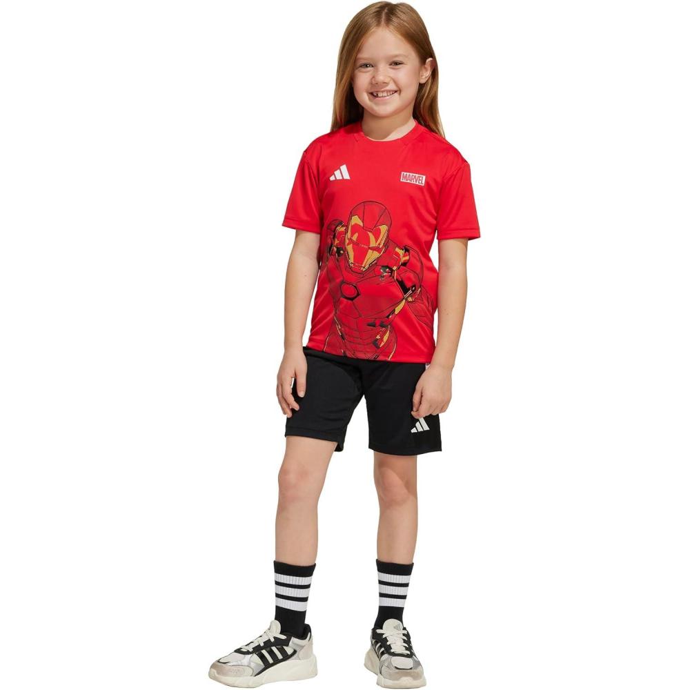 imageadidas UnisexKids x Marvel IronMan Sportswear TShirt Set Pure RubyWhite Small
