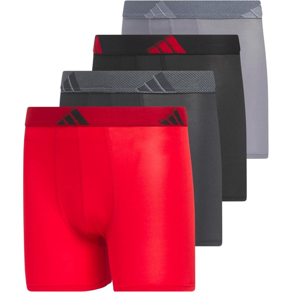 imageadidas Youth Microfiber Boxer Brief Multipack Athletic Underwear for Kids BoysBetter ScarletCarbon GreyBlackMicrofiber