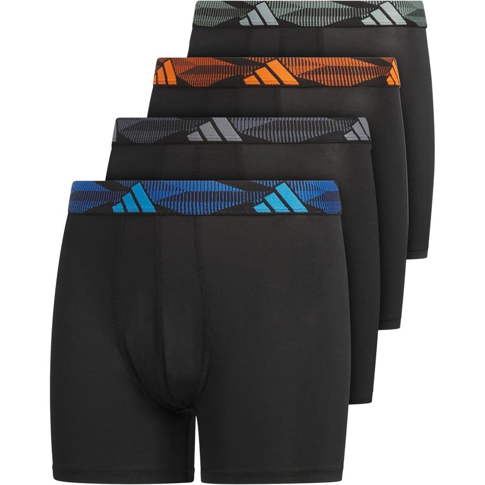 imageadidas Youth Microfiber Boxer Brief Multipack Athletic Underwear for Kids BoysBlackLucid AquamarinePure OrangeMicrofiber