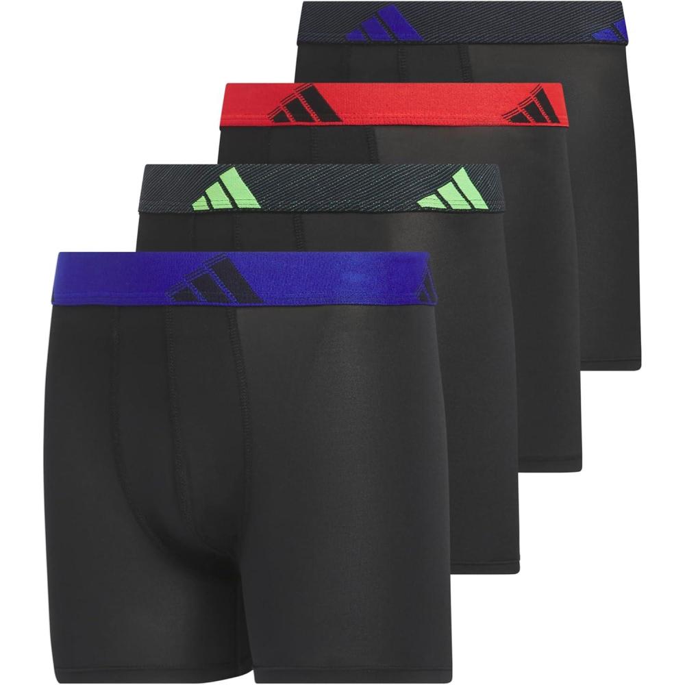 imageadidas Youth Microfiber Boxer Brief Multipack Athletic Underwear for Kids BoysBlackSemi Lucid BlueSignal GreenMicrofiber