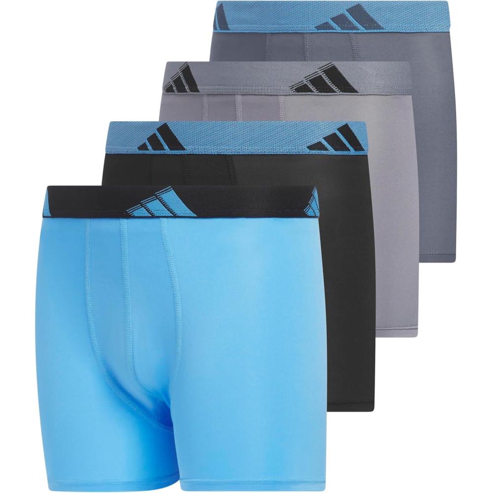 imageadidas Youth Microfiber Boxer Brief Multipack Athletic Underwear for Kids BoysBlue BurstBlackGreyMicrofiber