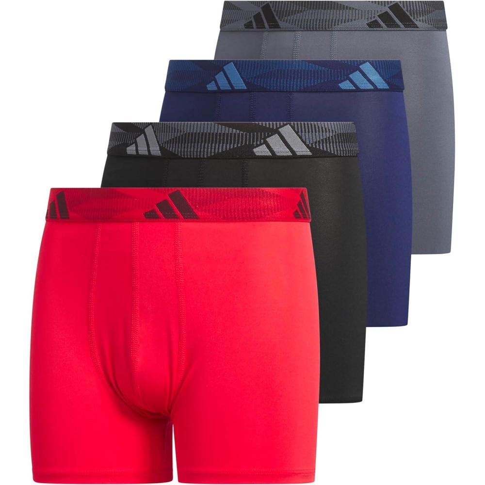 imageadidas Youth Microfiber Boxer Brief Multipack Athletic Underwear for Kids BoysPure Ruby RedBlackDark BlueMicrofiber