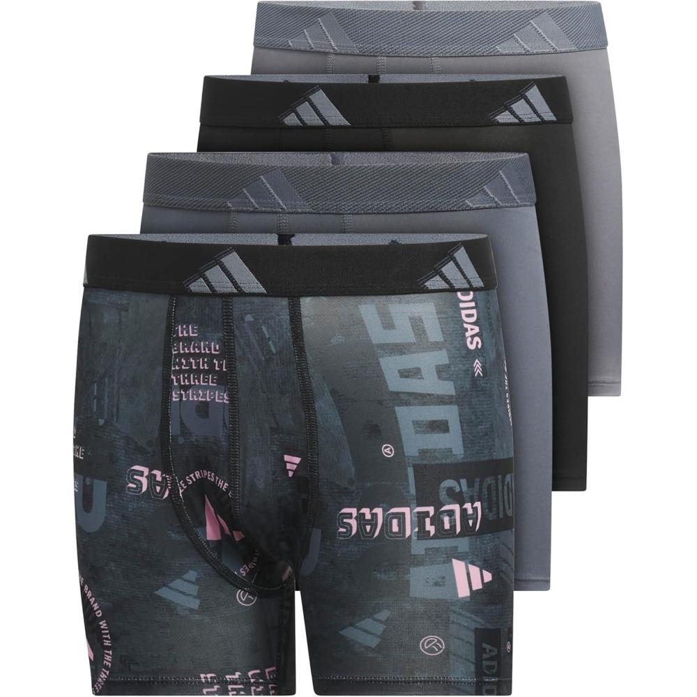 imageadidas Youth Microfiber Boxer Brief Multipack Athletic Underwear for Kids BoysUpscaled Mix Blacktrue PinkOnix GreyBlackMicrofiberGraphic