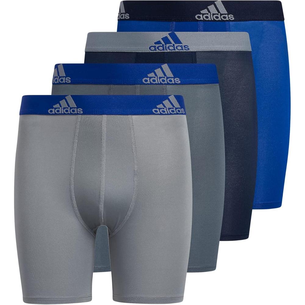 imageadidas boys Youth Microfiber 4pack Long Boxer BriefCollegiate Royal BlueGreyCollegiate Navy