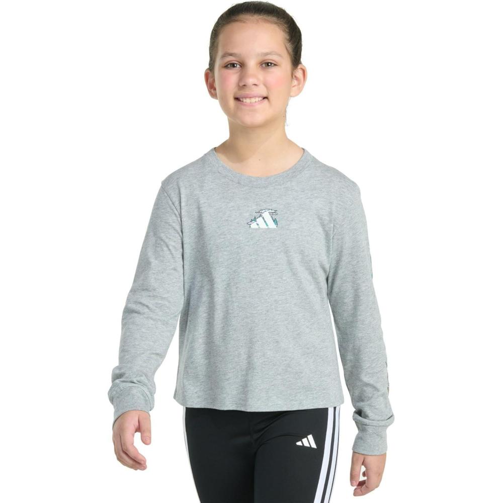 imageadidas girls Long Sleeve Heather TeeMedium Grey Heather