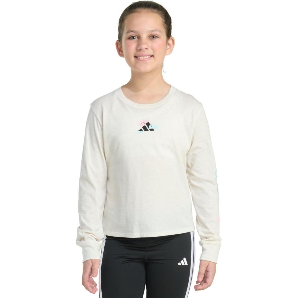 imageadidas girls Long Sleeve Heather TeeOatmeal Heather