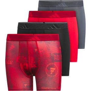 adidas Youth Microfiber Boxer Brief (Multipack) Athletic Underwear for Kids Boys(Upscaled Mix Pure Ruby-bright Red/Black/Pure Ruby Red/Microfiber/Graphic)