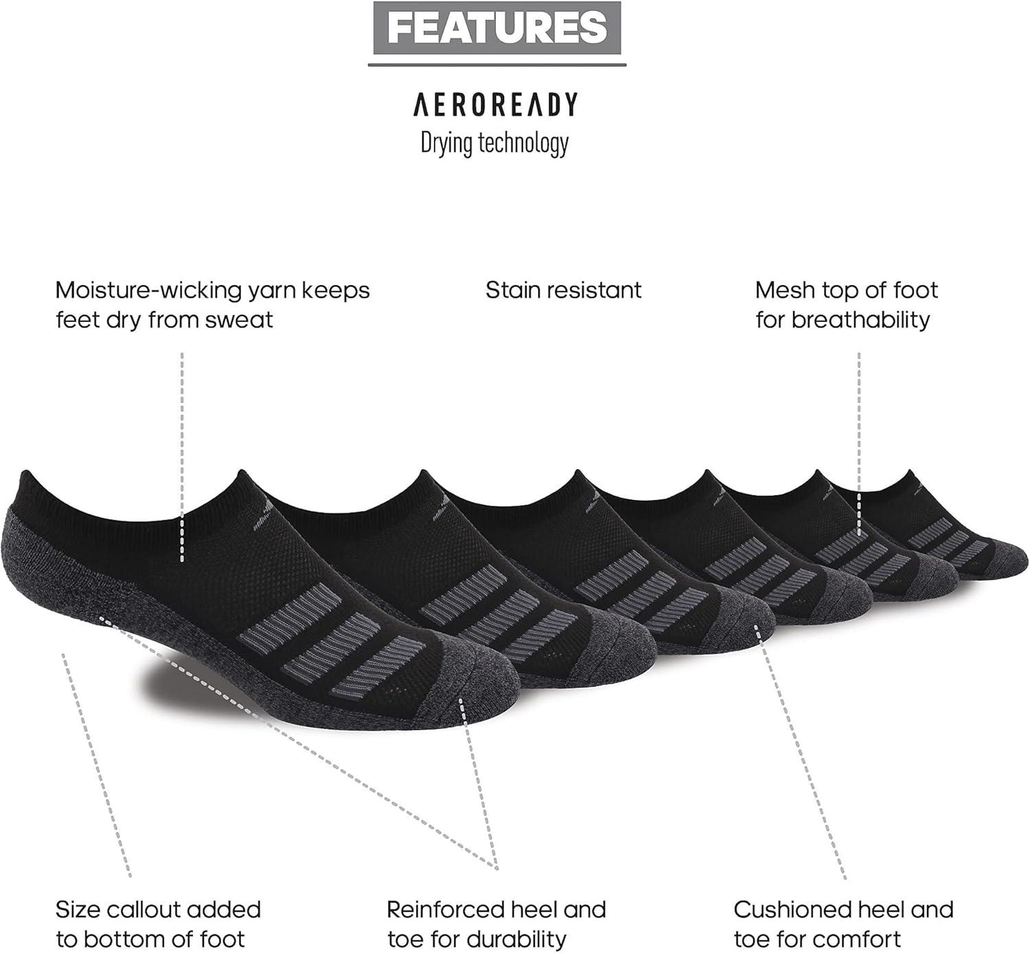 imageadidas Unisex Kids No Show Socks for Boys and Girls 6Pack Athletic Cushioned Low Profile Below AnkleBlackOnix GreyNight GreyStripe