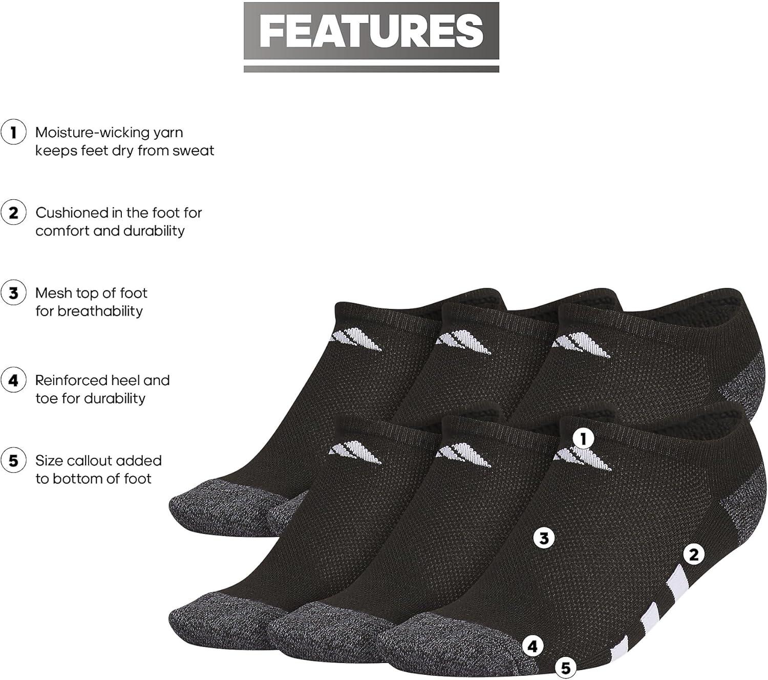 imageadidas Unisex Kids No Show Socks for Boys and Girls 6Pack Athletic Cushioned Low Profile Below AnkleBlackOnix GreyWhite