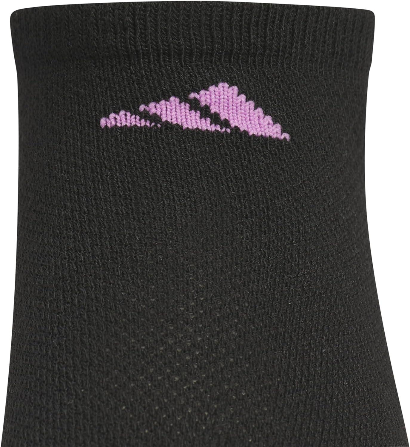 imageadidas Unisex Kids No Show Socks for Boys and Girls 6Pack Athletic Cushioned Low Profile Below AnkleBlackPreloved PurpleIce LavenderGirls