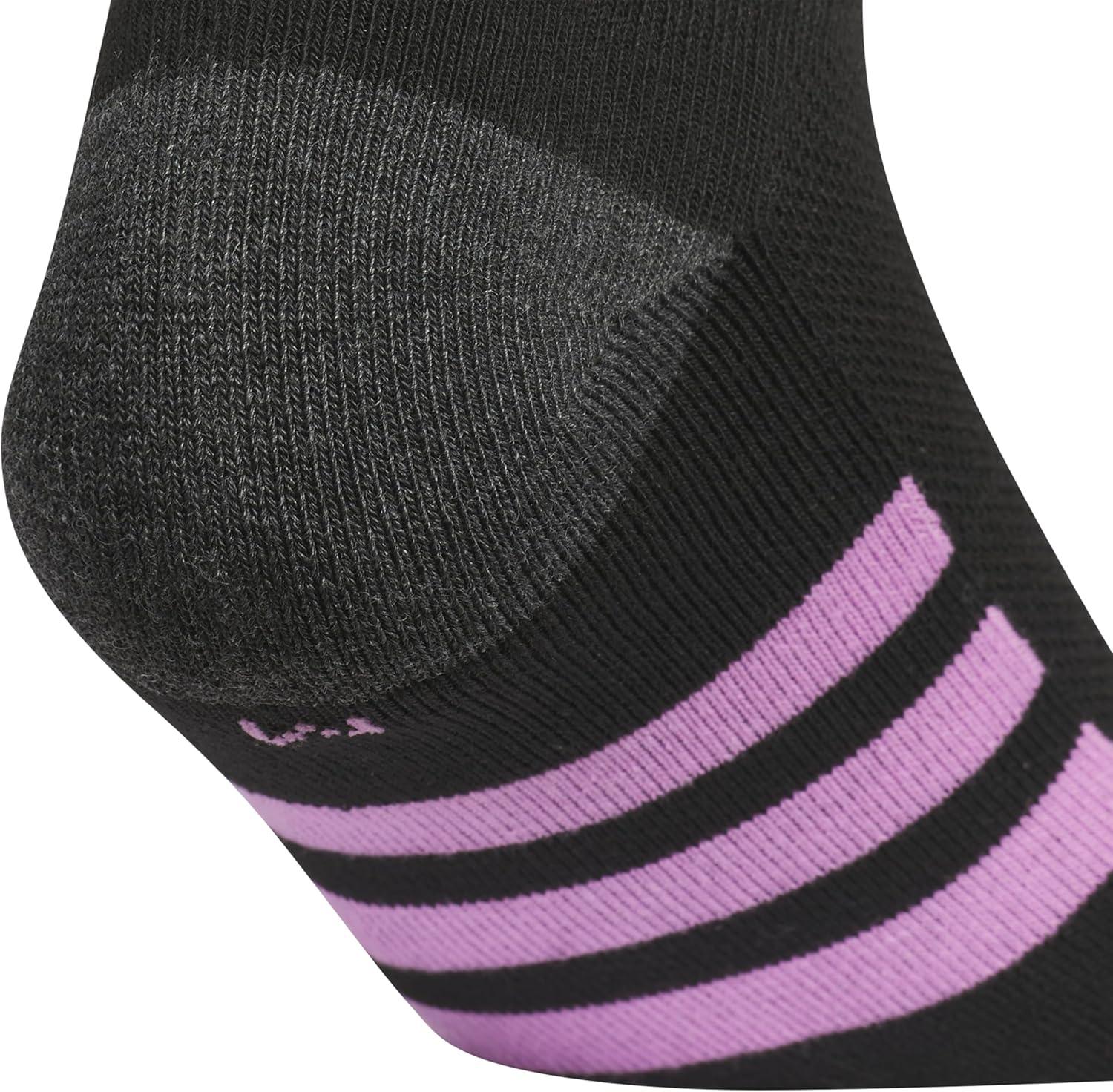 imageadidas Unisex Kids No Show Socks for Boys and Girls 6Pack Athletic Cushioned Low Profile Below AnkleBlackPreloved PurpleIce LavenderGirls