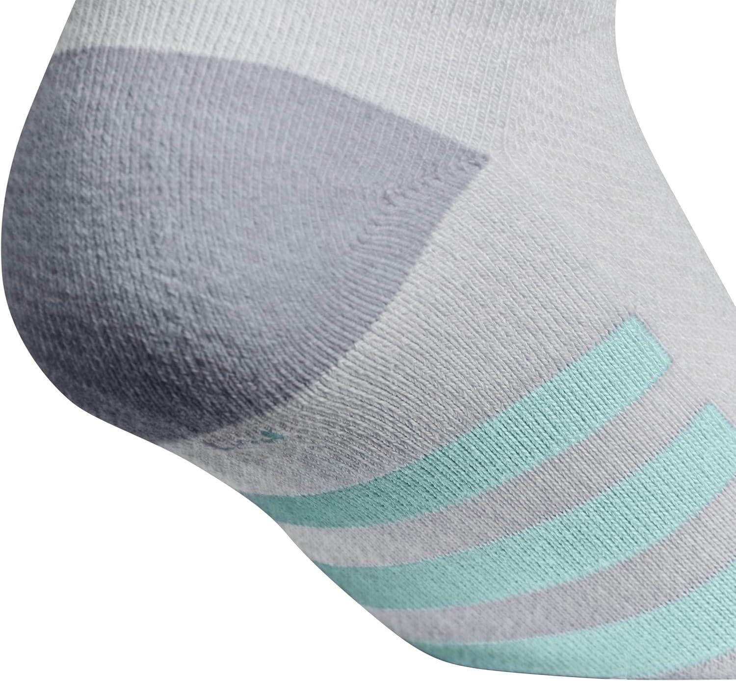 imageadidas Unisex Kids No Show Socks for Boys and Girls 6Pack Athletic Cushioned Low Profile Below AnkleCool Light HeatherGreySemi Flash Aqua BlueGirls
