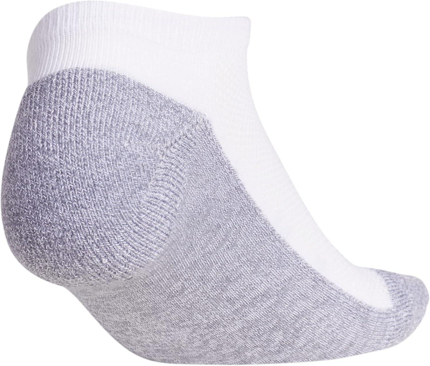imageadidas Unisex Kids No Show Socks for Boys and Girls 6Pack Athletic Cushioned Low Profile Below AnkleWhiteGreyLight Onix GreyStripe