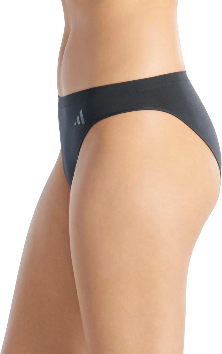 imageadidas womens Active Seamless Ultimate Stretch Bikini Brief Underwear 3packBlackToasted AlmondWonder Quartz