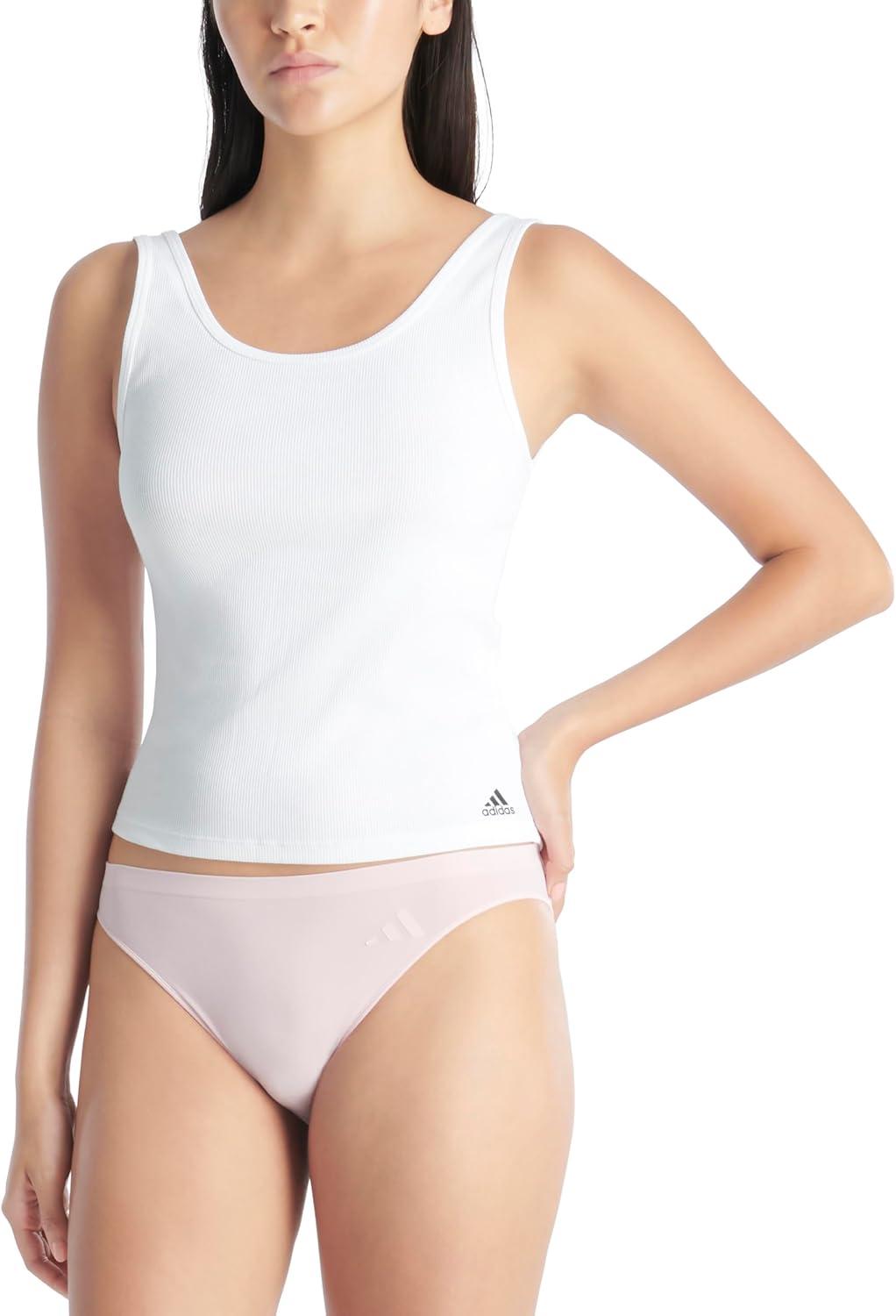 imageadidas womens Active Seamless Ultimate Stretch Bikini Underwear 3packBlackWonder SilverClear Pink