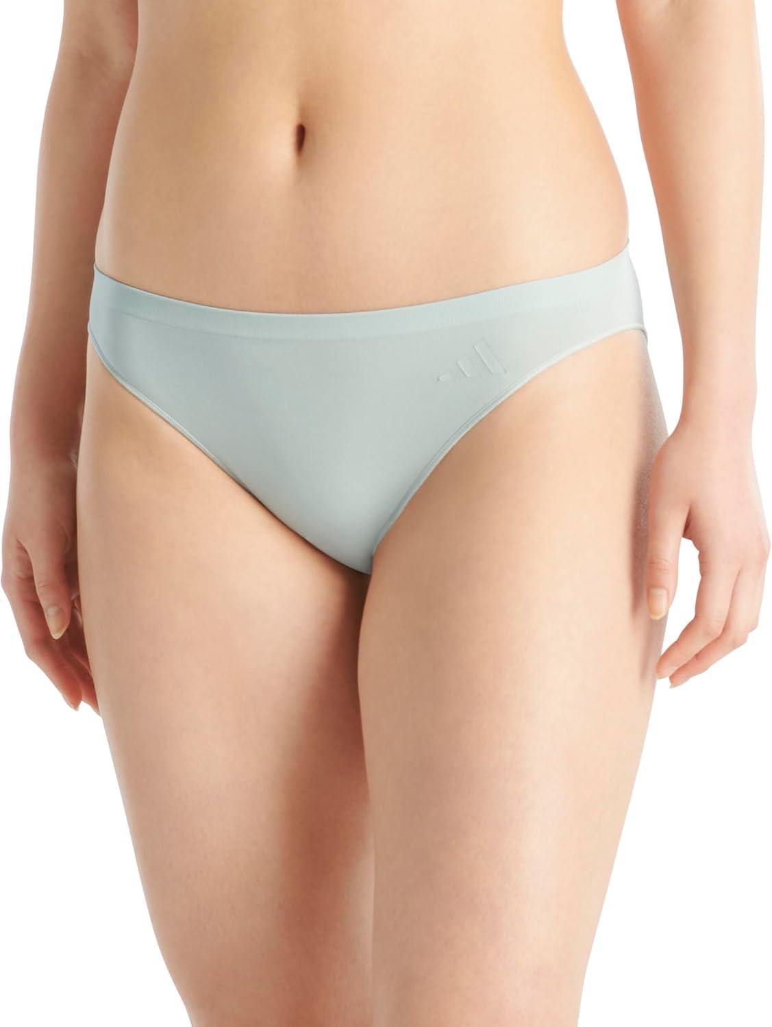 imageadidas womens Active Seamless Ultimate Stretch Bikini Underwear 3packBlackWonder SilverClear Pink