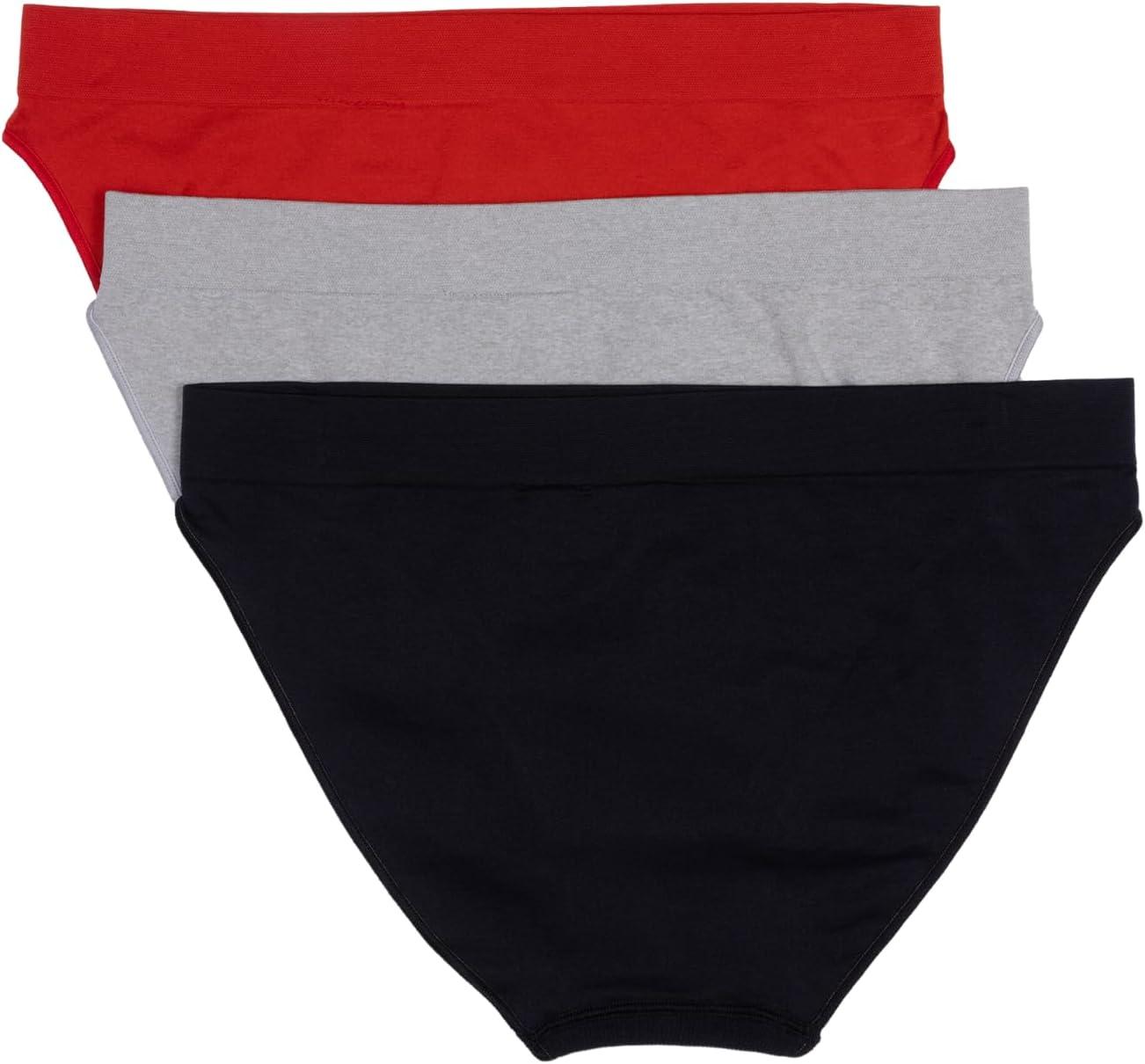 imageadidas womens Seamless Bikini Underwear MultipackBlack With StripesHeather GreyVivid Red