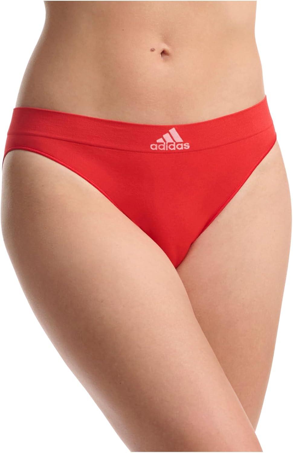 imageadidas womens Seamless Bikini Underwear MultipackBlack With StripesHeather GreyVivid Red
