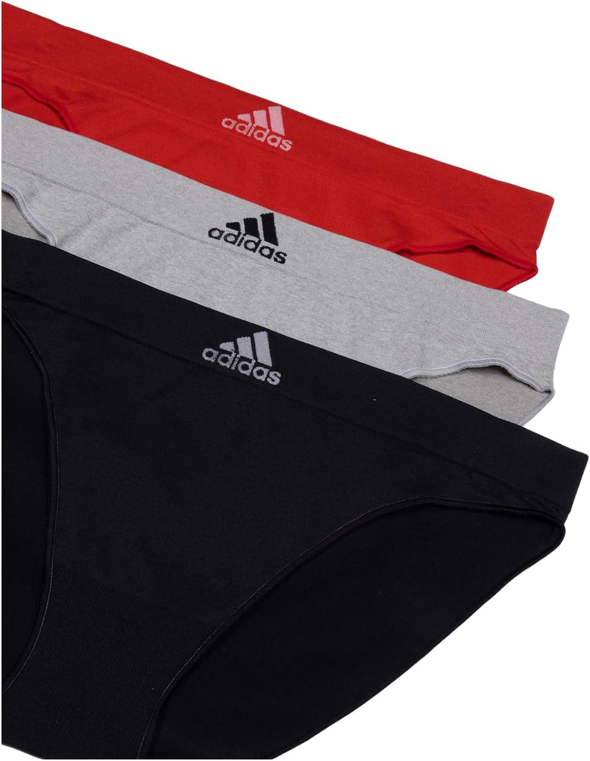 imageadidas womens Seamless Bikini Underwear MultipackBlack With StripesHeather GreyVivid Red