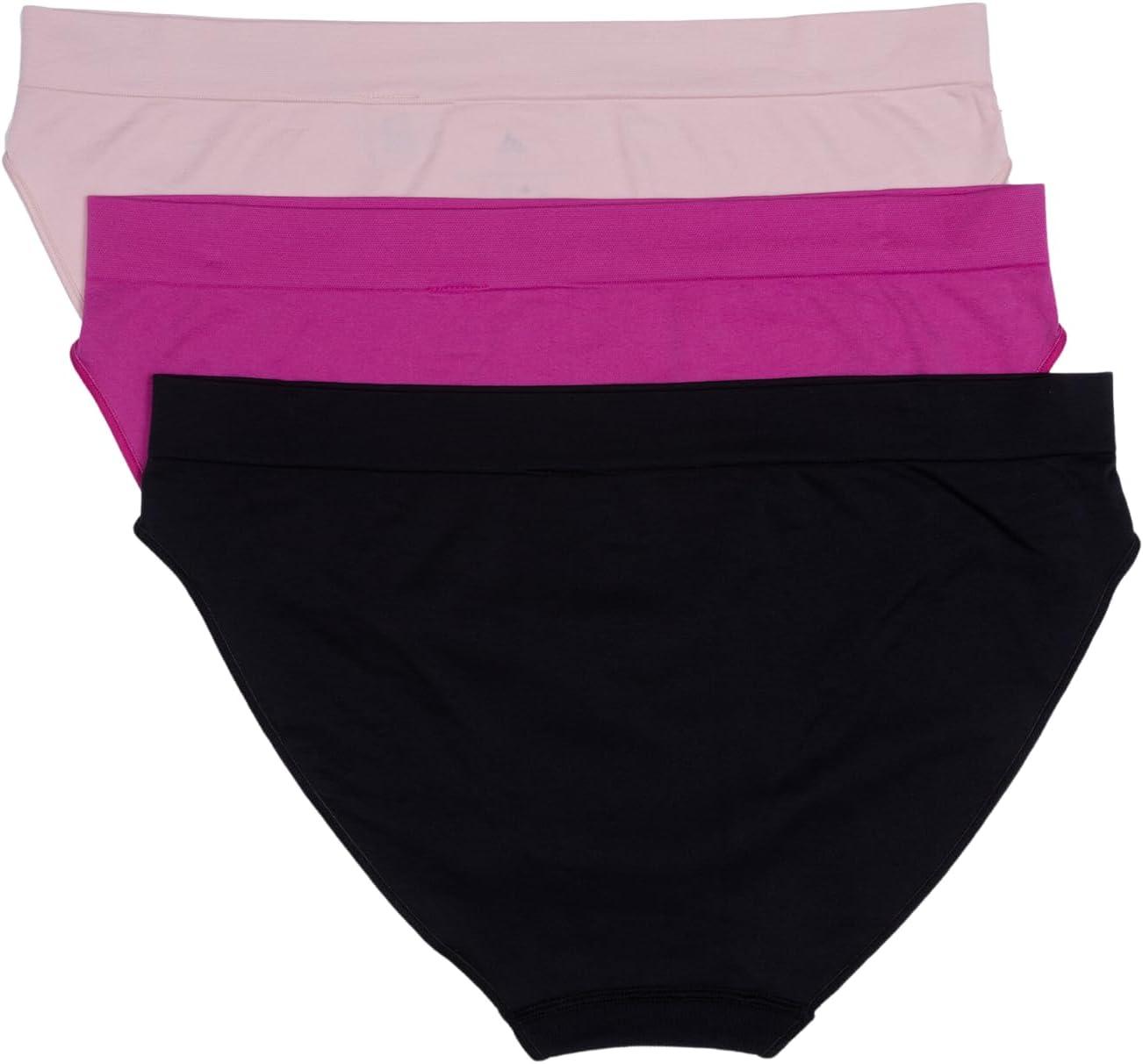 imageadidas womens Seamless Bikini Underwear MultipackBlack With StripesPeach WhipSemi Lucid Fuchsia
