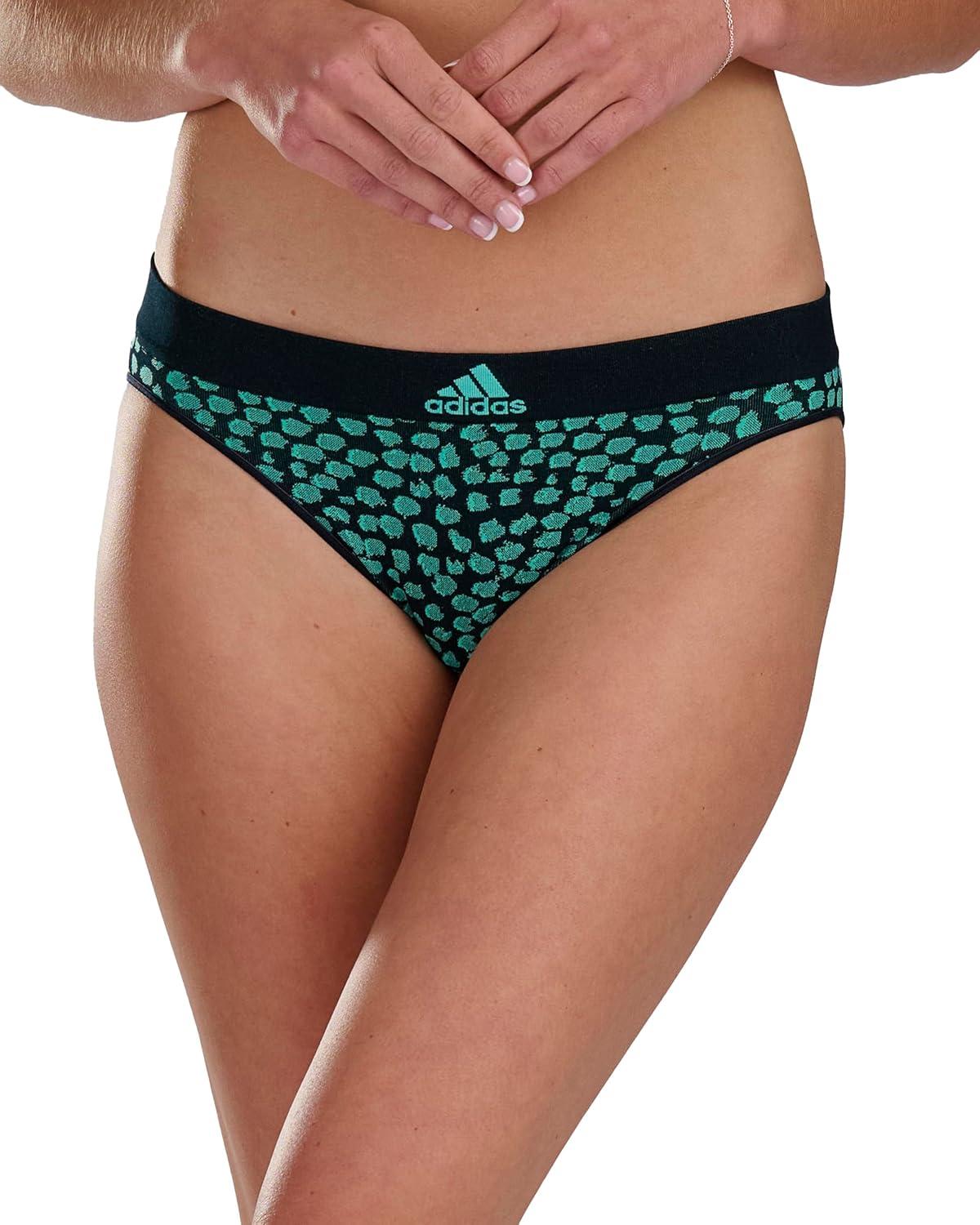 imageadidas womens Seamless Bikini Underwear MultipackBlue SpottedHeather GreyNight Indigo