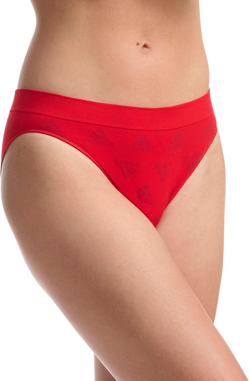 imageadidas womens Seamless Bikini Underwear MultipackVivid Red Logo WhiteNight Indigo