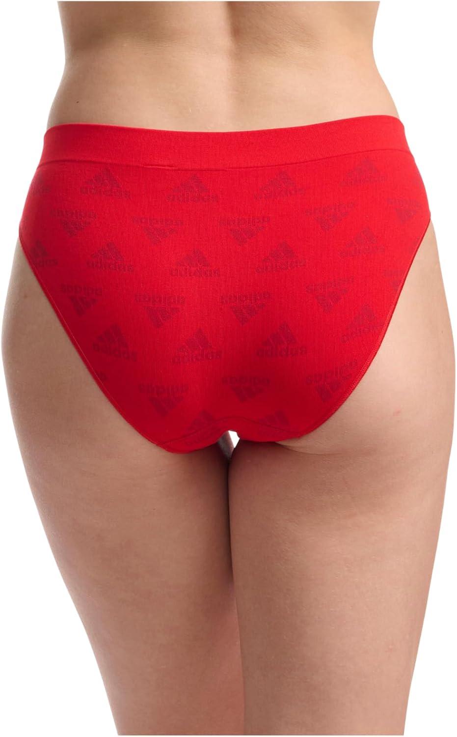imageadidas womens Seamless Bikini Underwear MultipackVivid Red W Logo JacqWhiteNight Indigo
