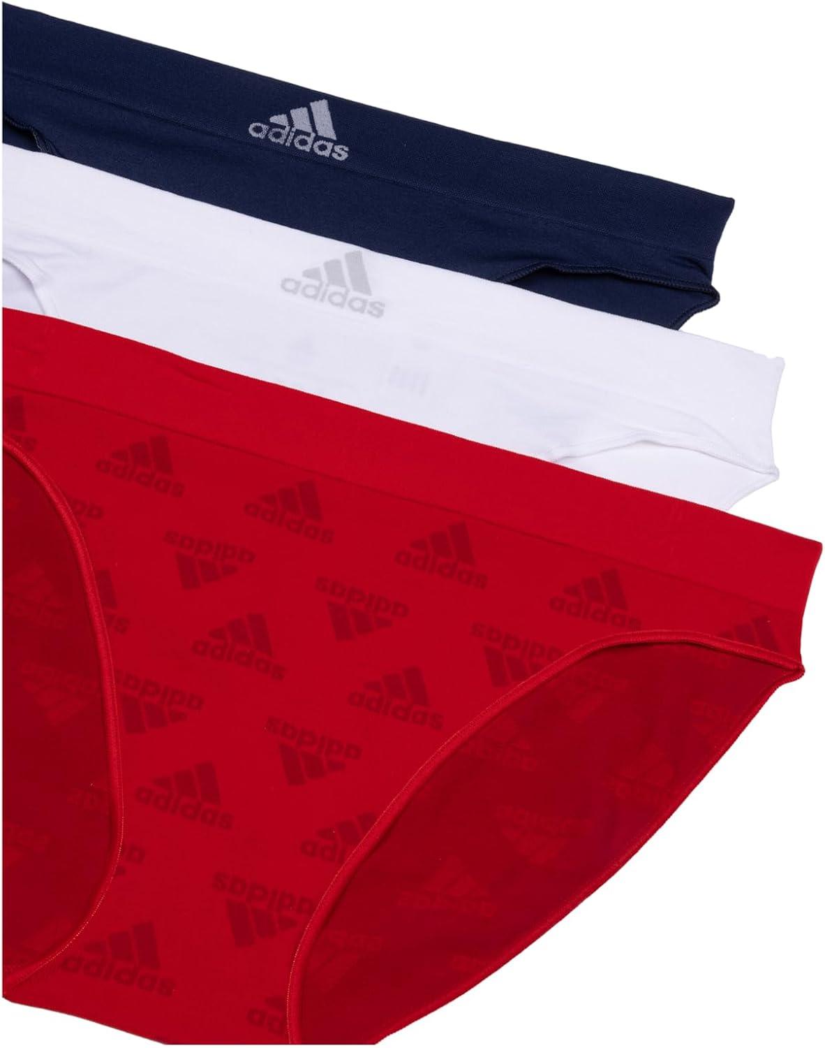 imageadidas womens Seamless Bikini Underwear MultipackVivid Red W Logo JacqWhiteNight Indigo