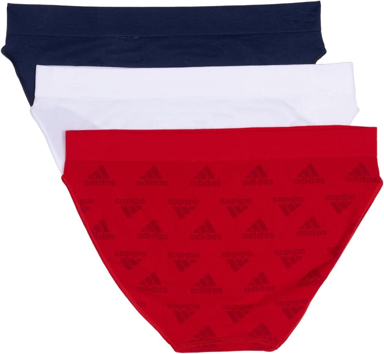 imageadidas womens Seamless Bikini Underwear MultipackVivid Red W Logo JacqWhiteNight Indigo