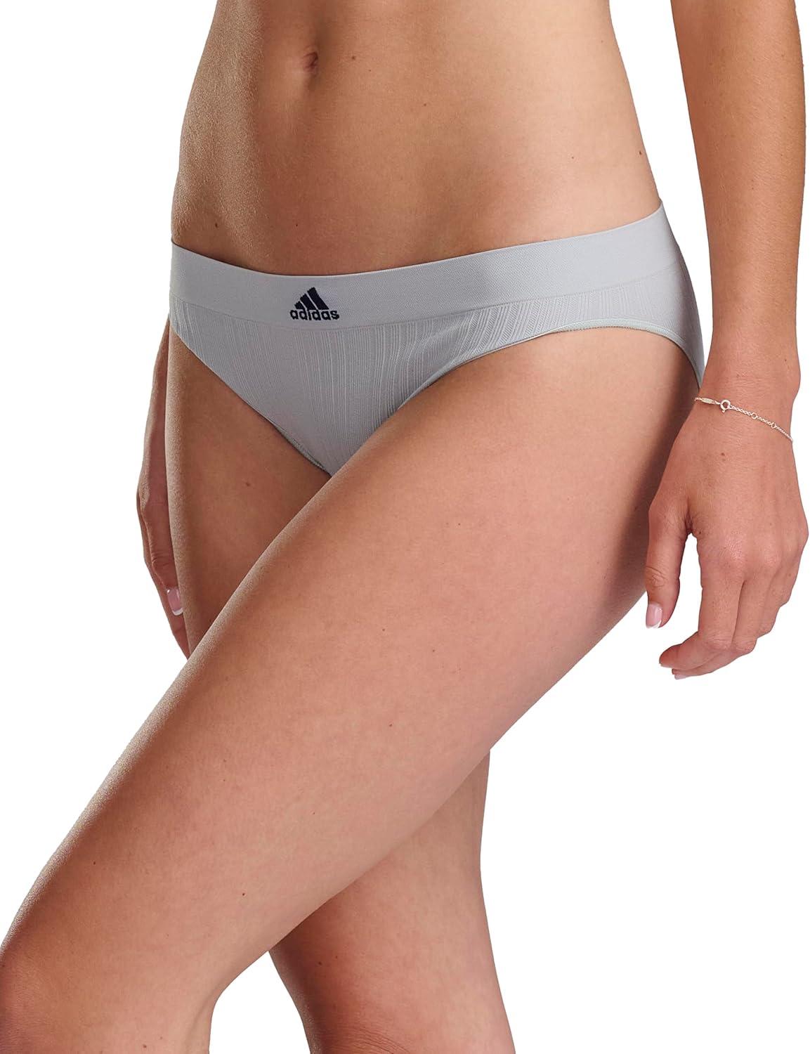 imageadidas womens Seamless Bikini Underwear MultipackWonder Silver RibbedWhiteWonder Beige Ribbed