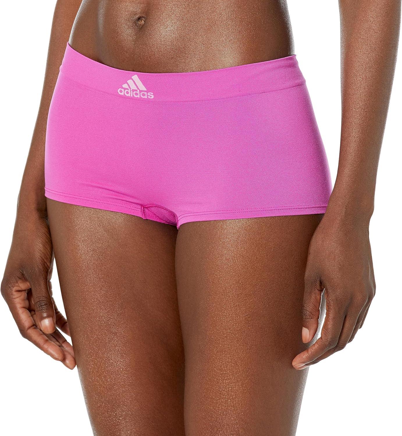 imageadidas womens Seamless Boyshort Underwear MultipackBlack With StripesPeach WhipSemi Lucid Fuchsia