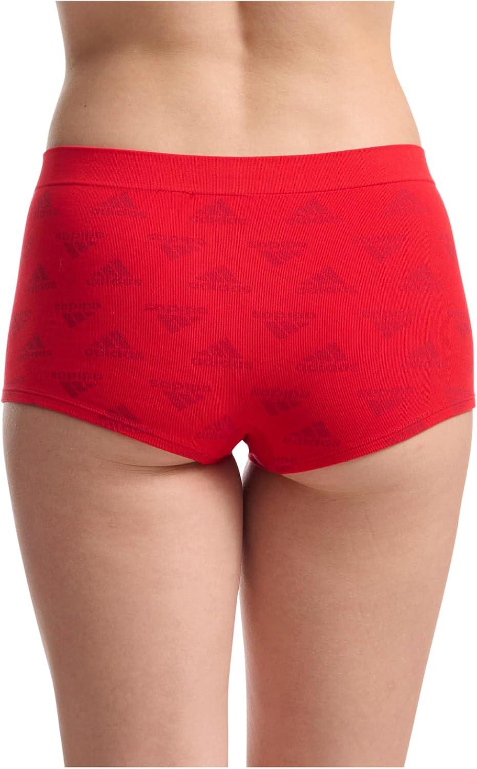 imageadidas womens Seamless Boyshort Underwear MultipackVivid Red W Logo JacqWhiteNight Indigo