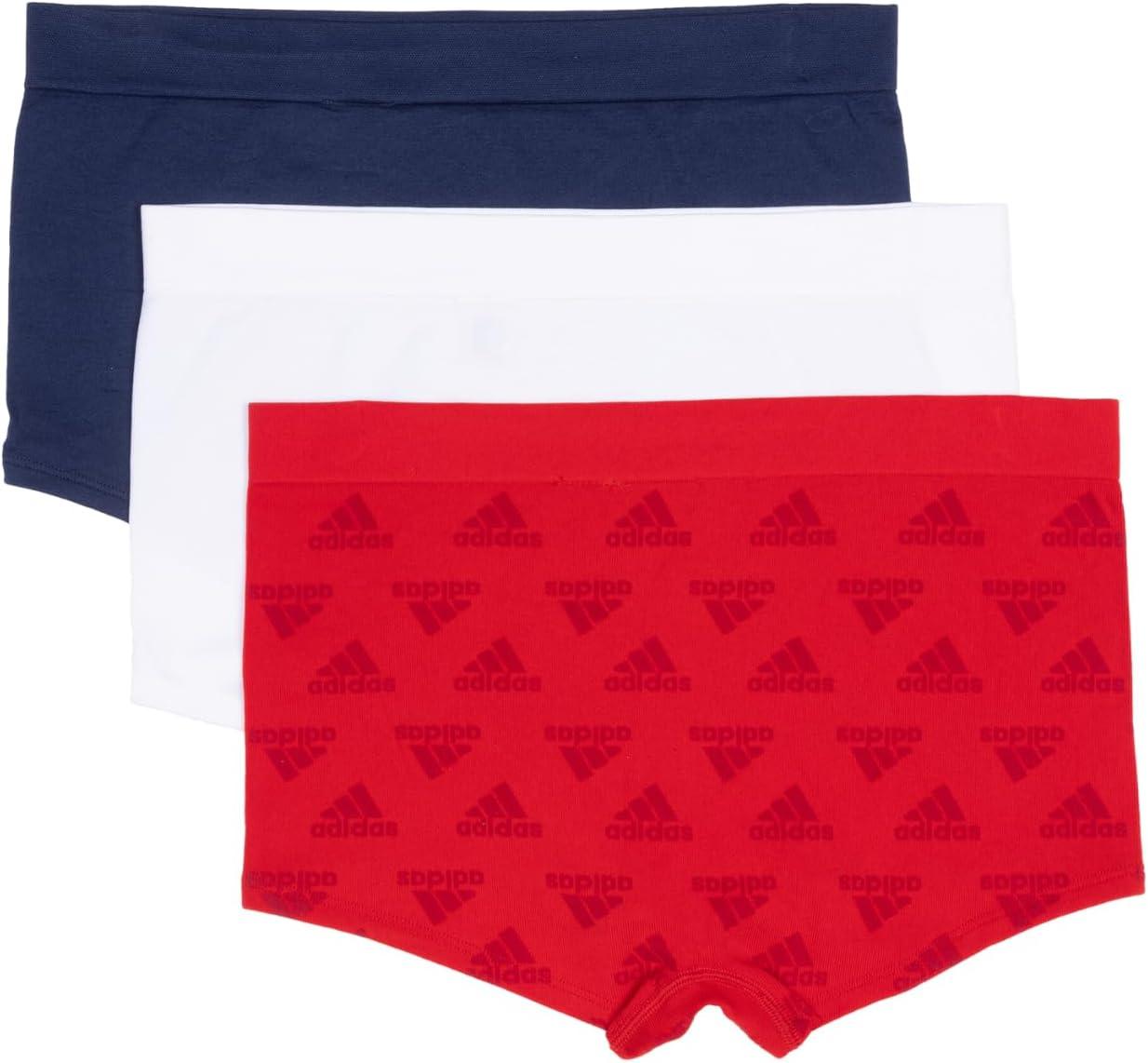 imageadidas womens Seamless Boyshort Underwear MultipackVivid Red W Logo JacqWhiteNight Indigo
