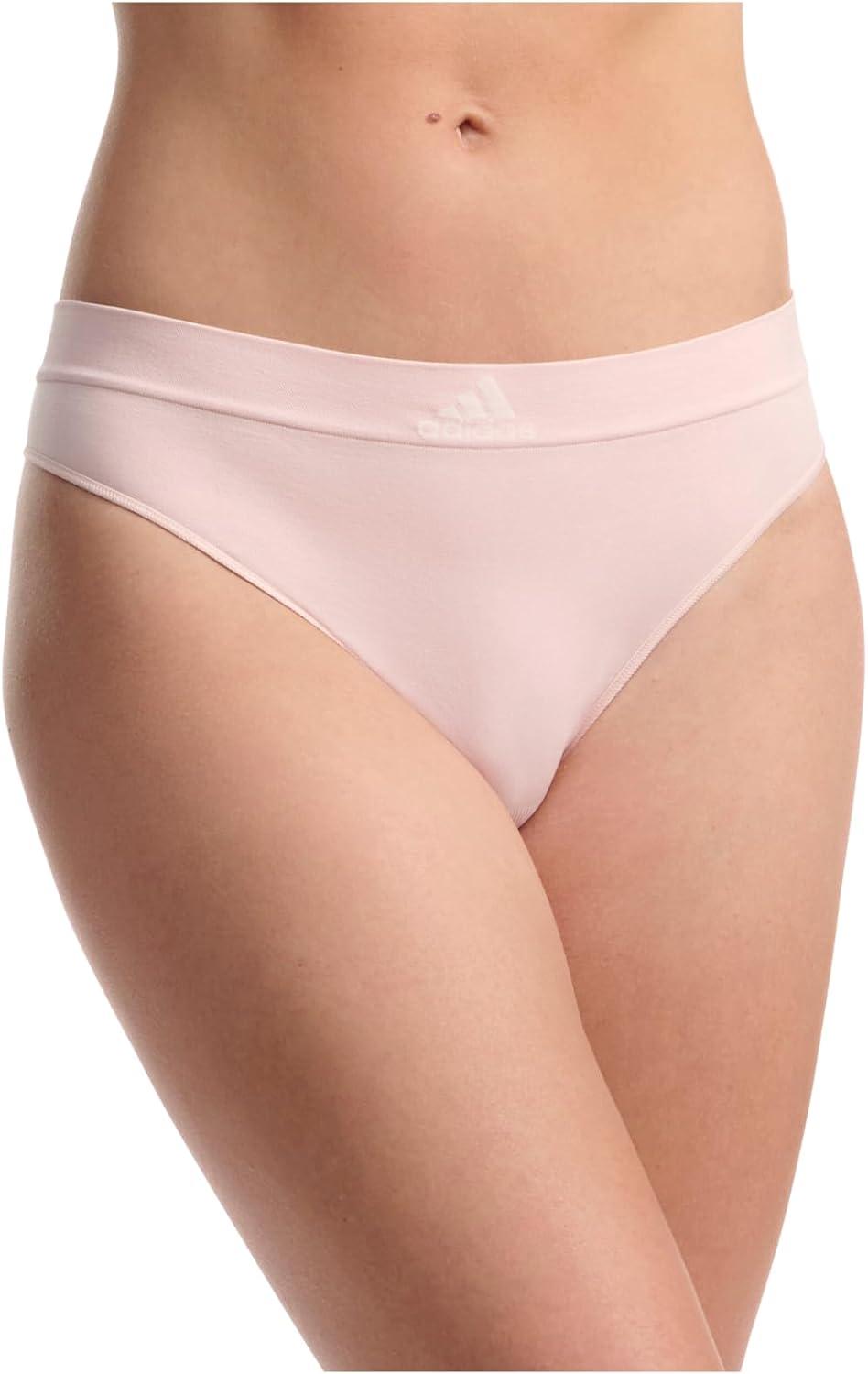 imageadidas womens Seamless Thong Underwear 3packBlack With StripesPeach WhipSemi Lucid Fuchsia