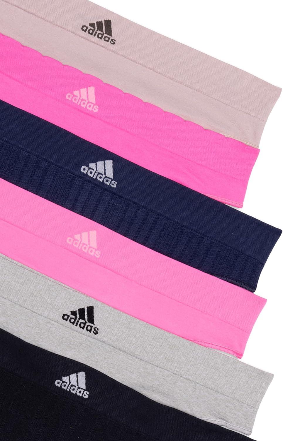imageadidas womens Seamless Thong Underwear 3packNight Indigo RibbedLucid PinkWonder TaupeBlack RibbedHeather GreyLucid Pink
