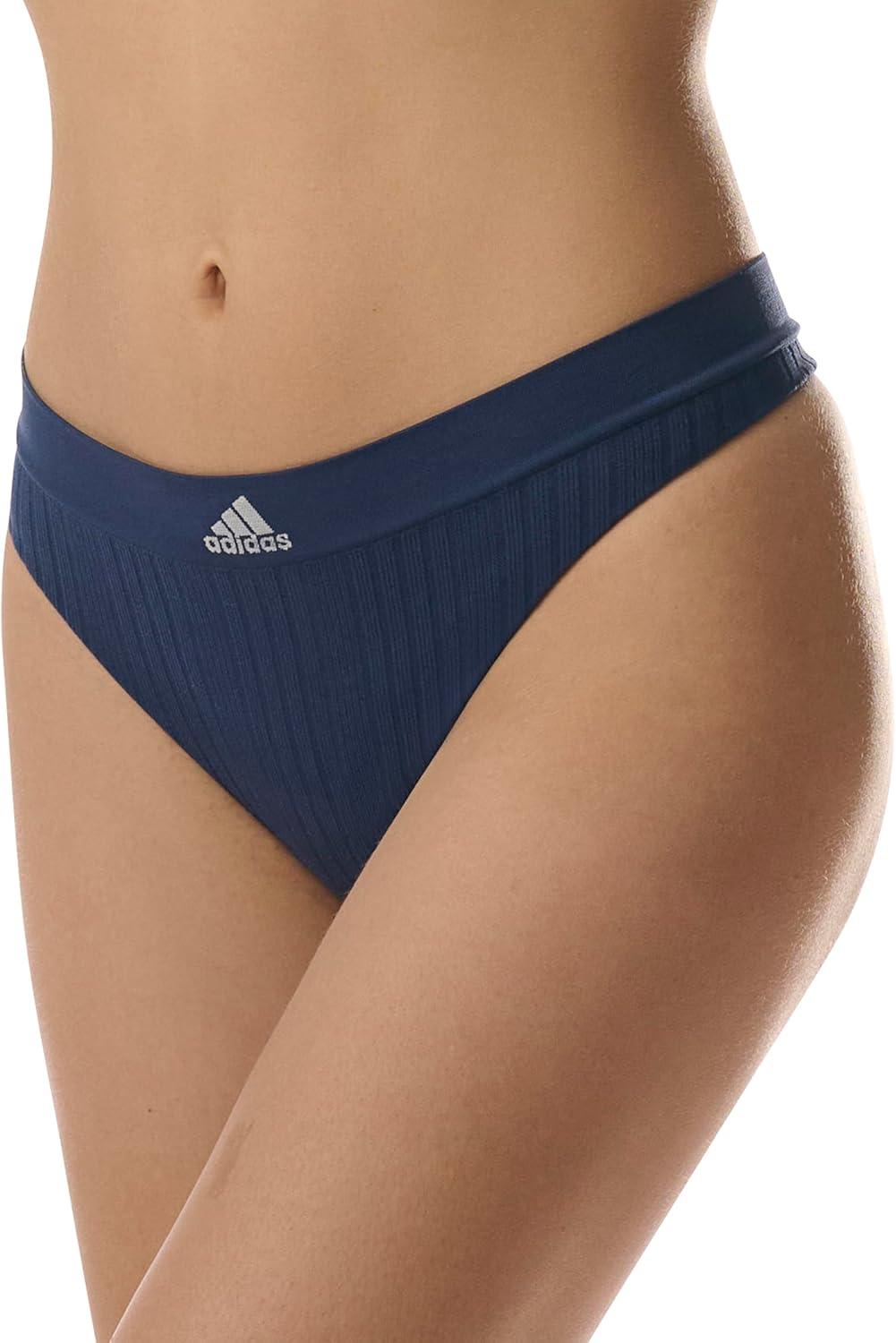 imageadidas womens Seamless Thong Underwear 3packNight Indigo RibbedLucid PinkWonder TaupeBlack RibbedHeather GreyLucid Pink