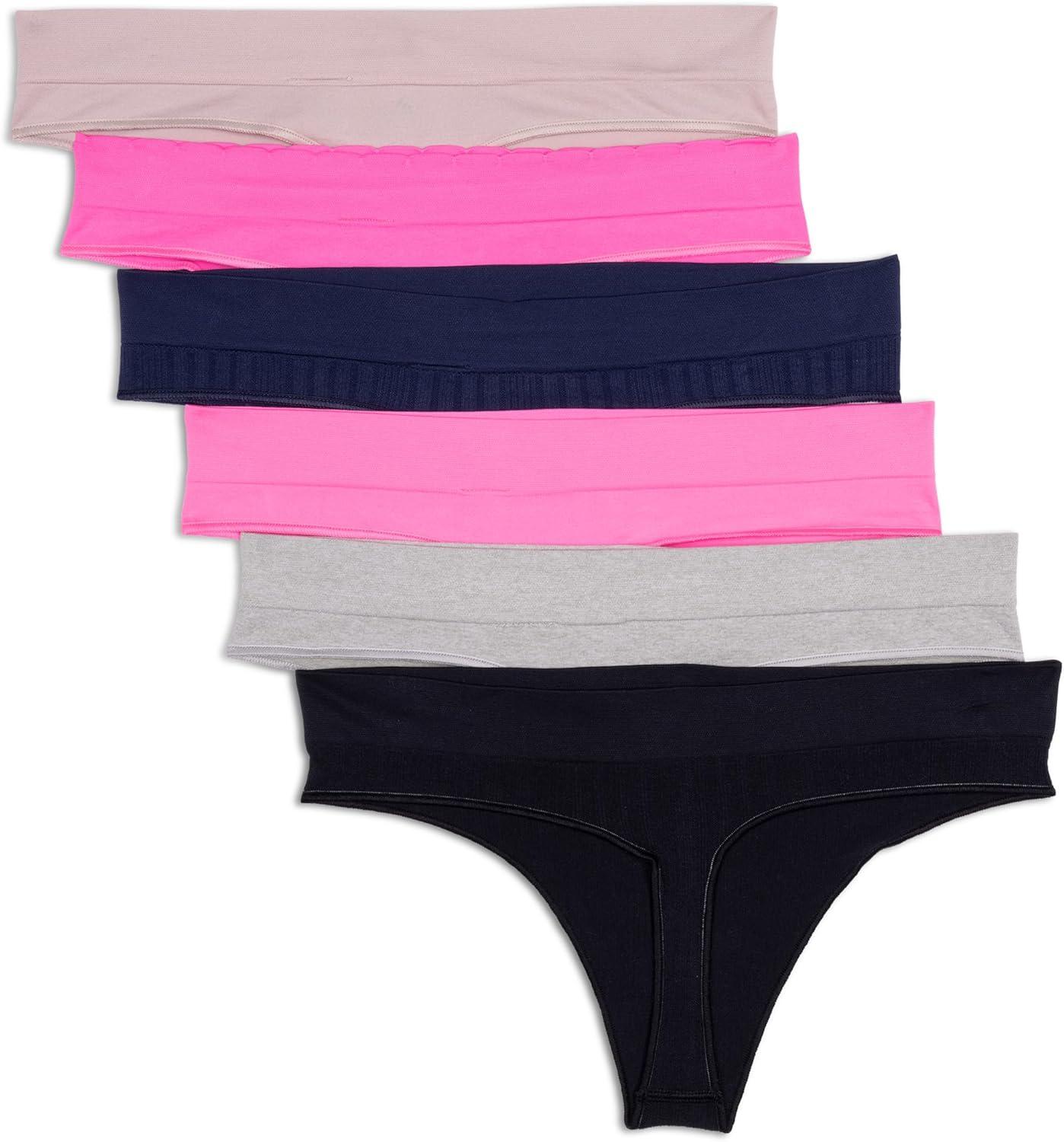 imageadidas womens Seamless Thong Underwear 3packNight Indigo RibbedLucid PinkWonder TaupeBlack RibbedHeather GreyLucid Pink