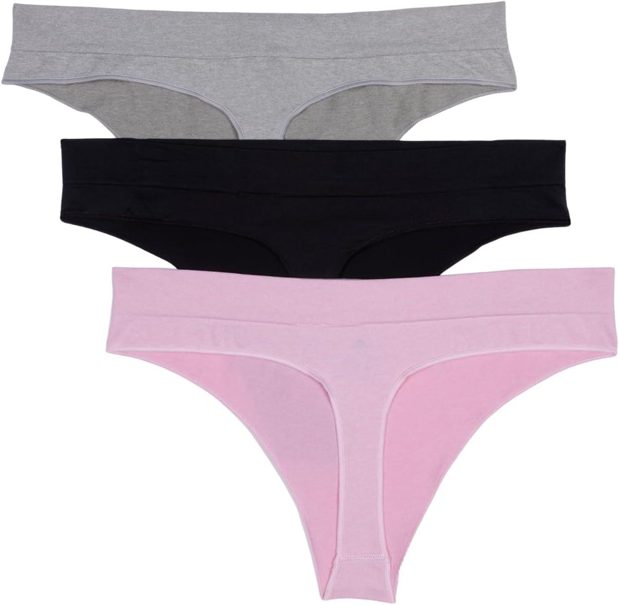 imageadidas womens Seamless Thong Underwear 3packPink HeatherBlackHeather Grey